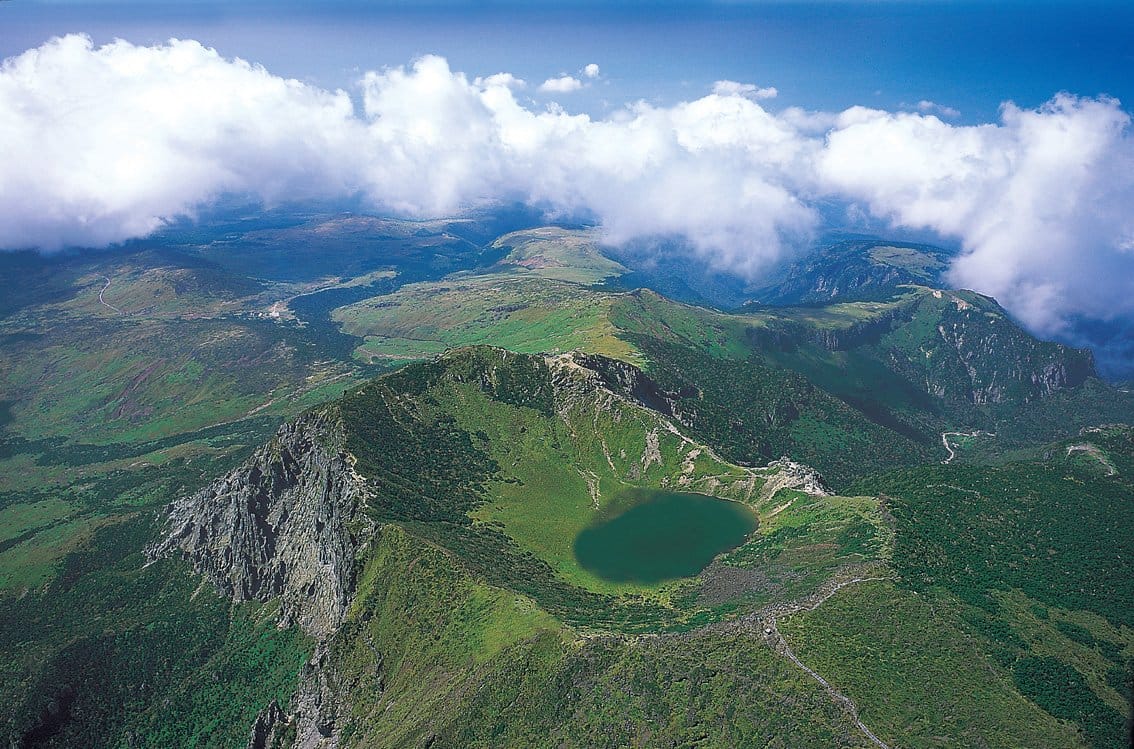 The volcanic summit and crater lake of Hallasan on Jeju Island