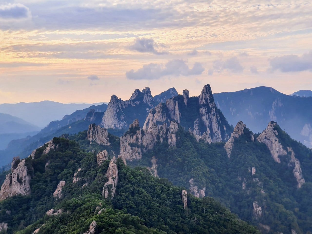 The rugged peaks and forested slopes of Seoraksan