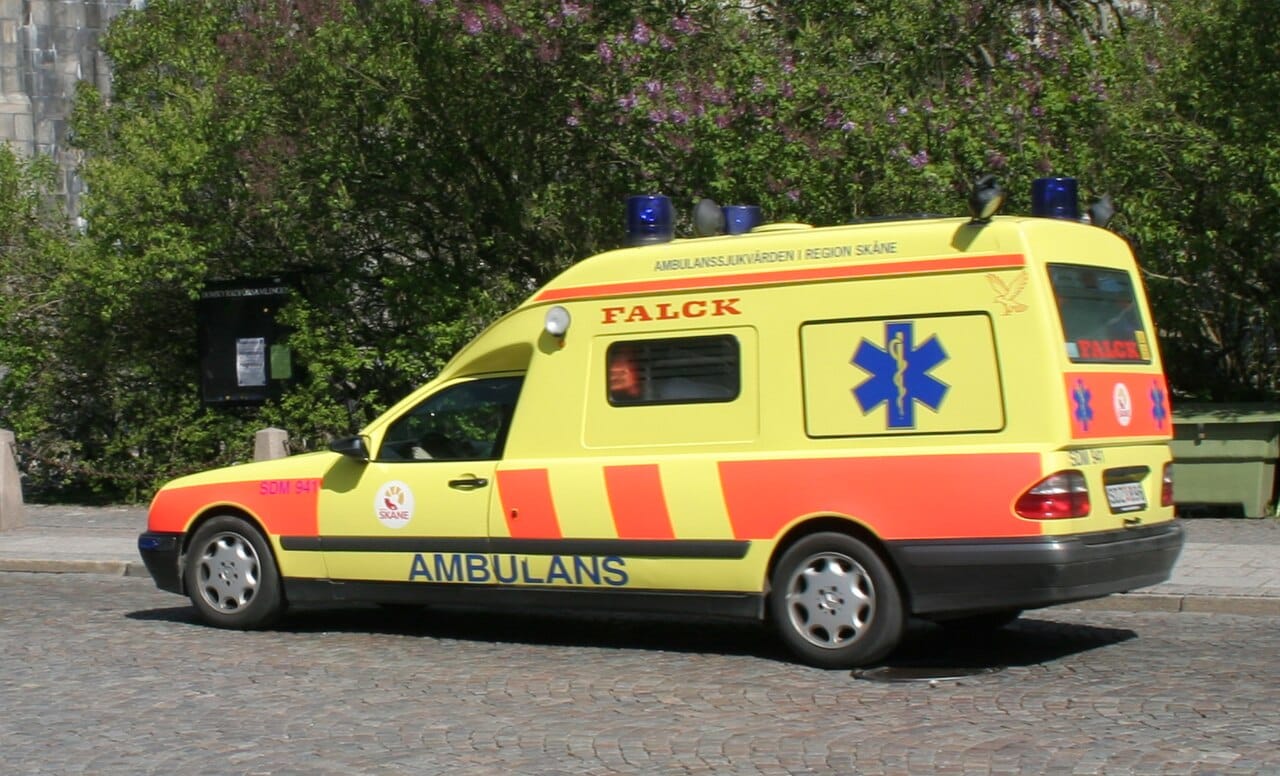 A Swedish ambulance parked in Lund