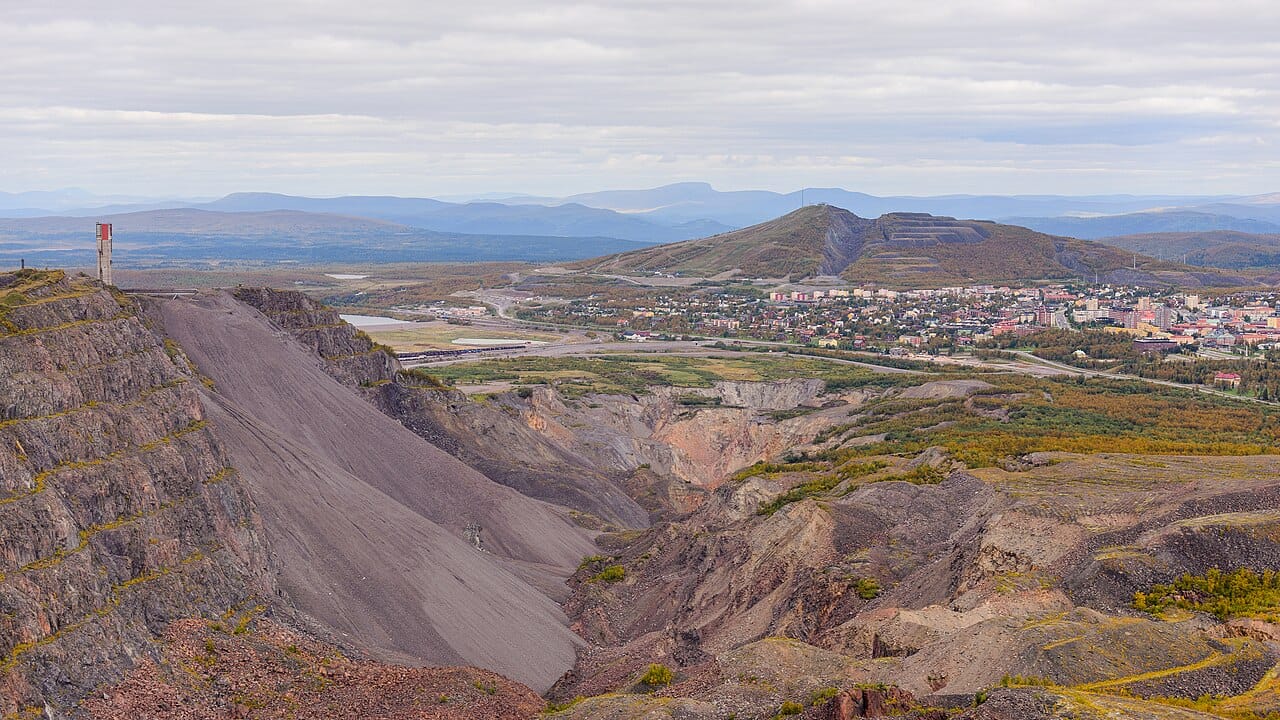 The iron ore workings at Kiirunavaara in northern Sweden