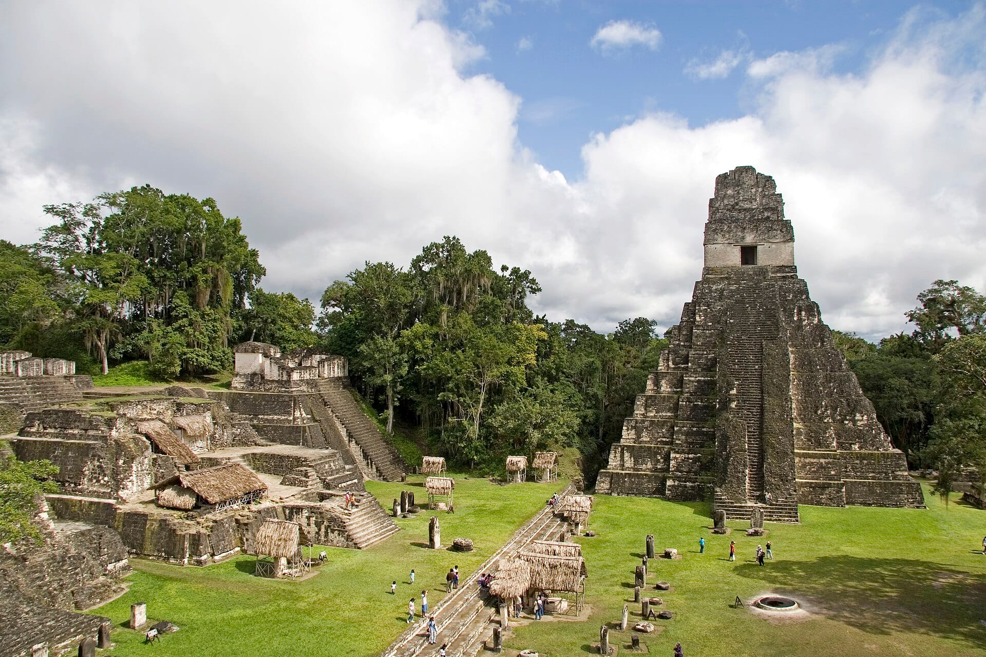 The Maya temples of Tikal above the forest canopy
