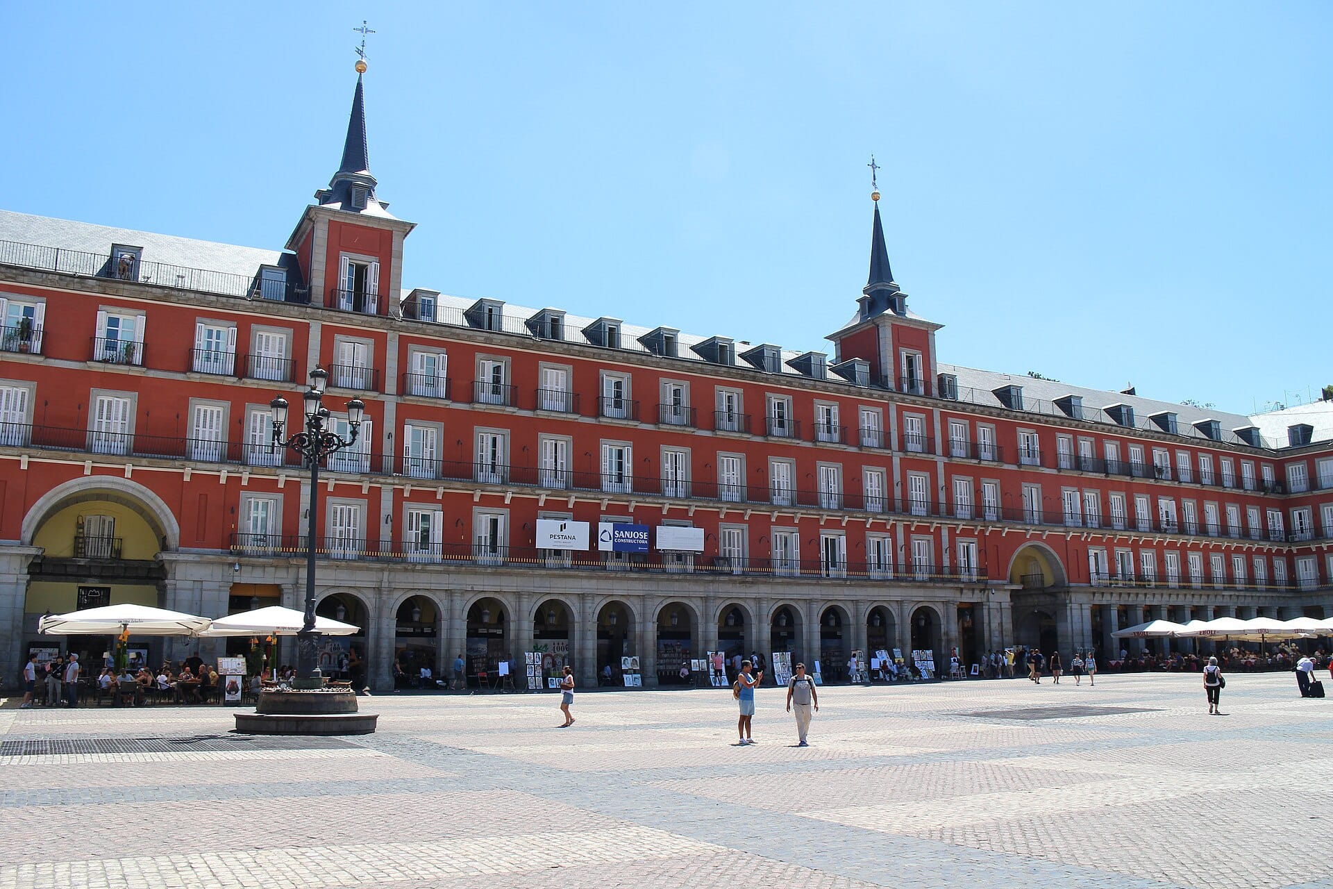 The arcades and balconies around the Plaza Mayor in Madrid
