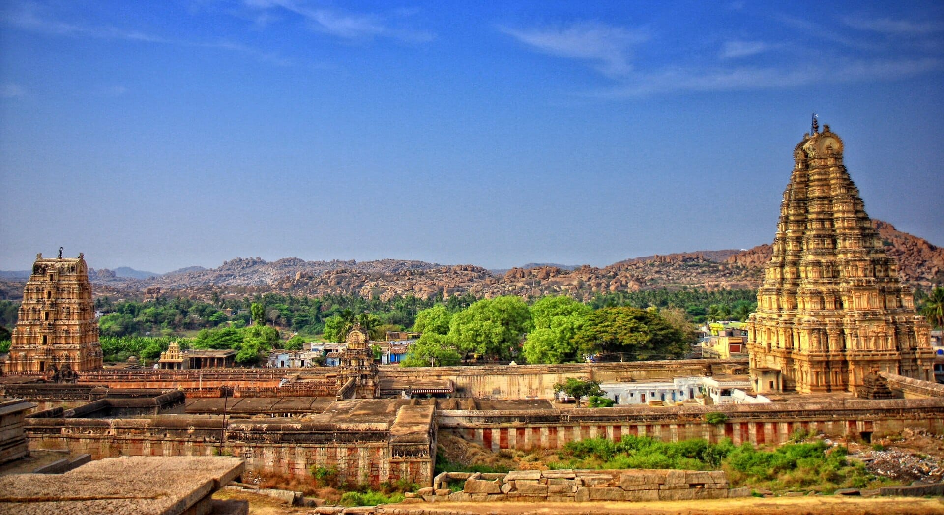 The Virupaksha temple among the boulder fields of Hampi
