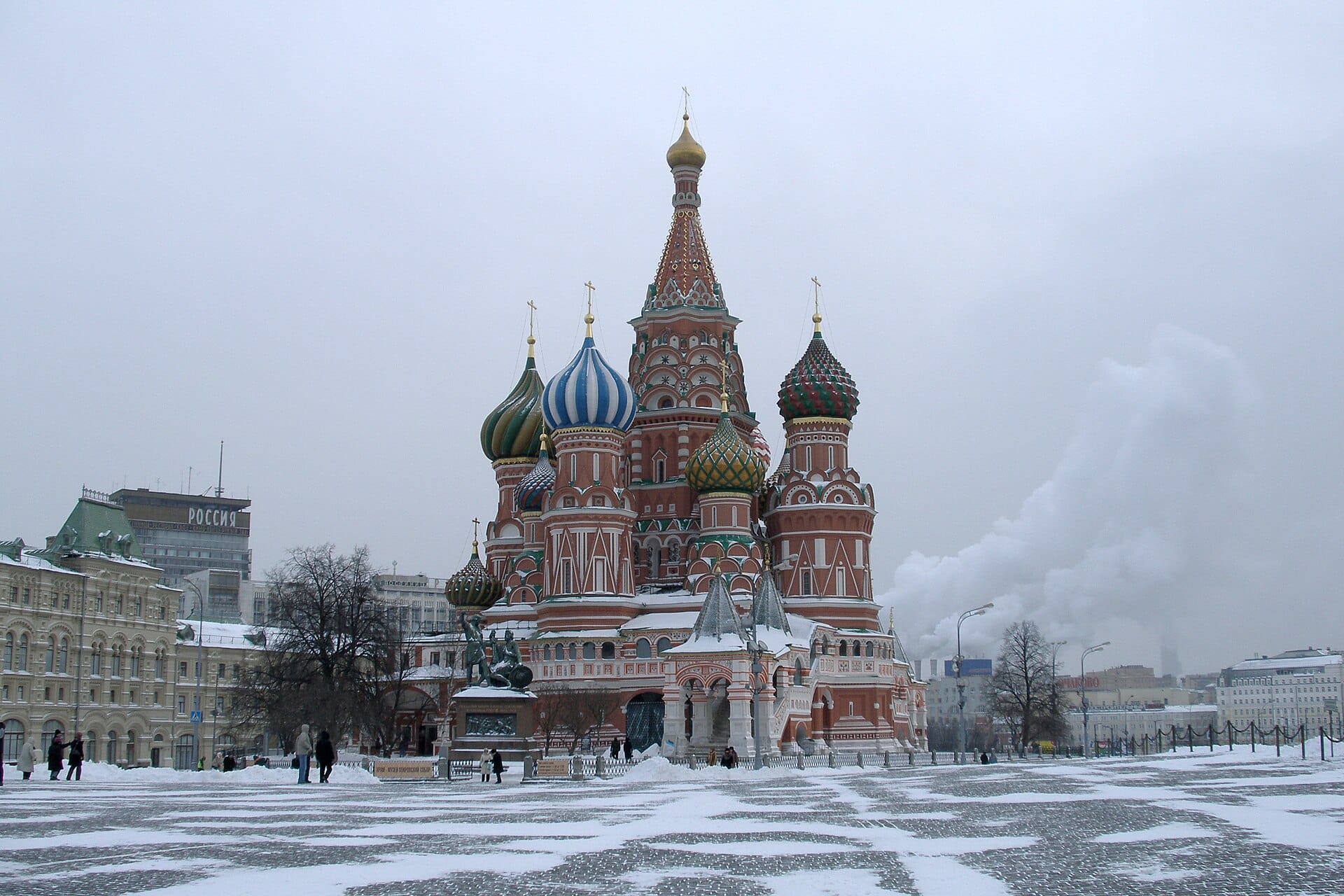 Saint Basil’s Cathedral on Red Square under snow