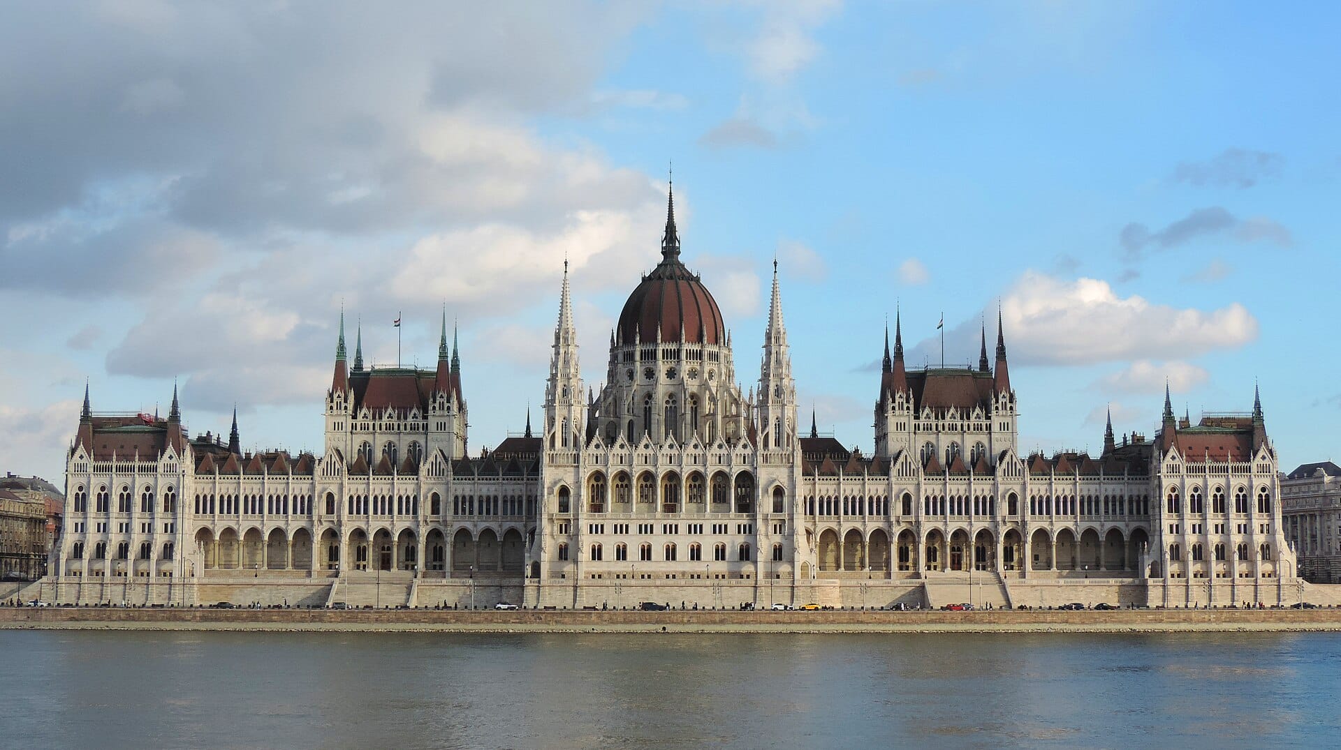 The Hungarian Parliament Building on the Pest bank of the Danube in Budapest