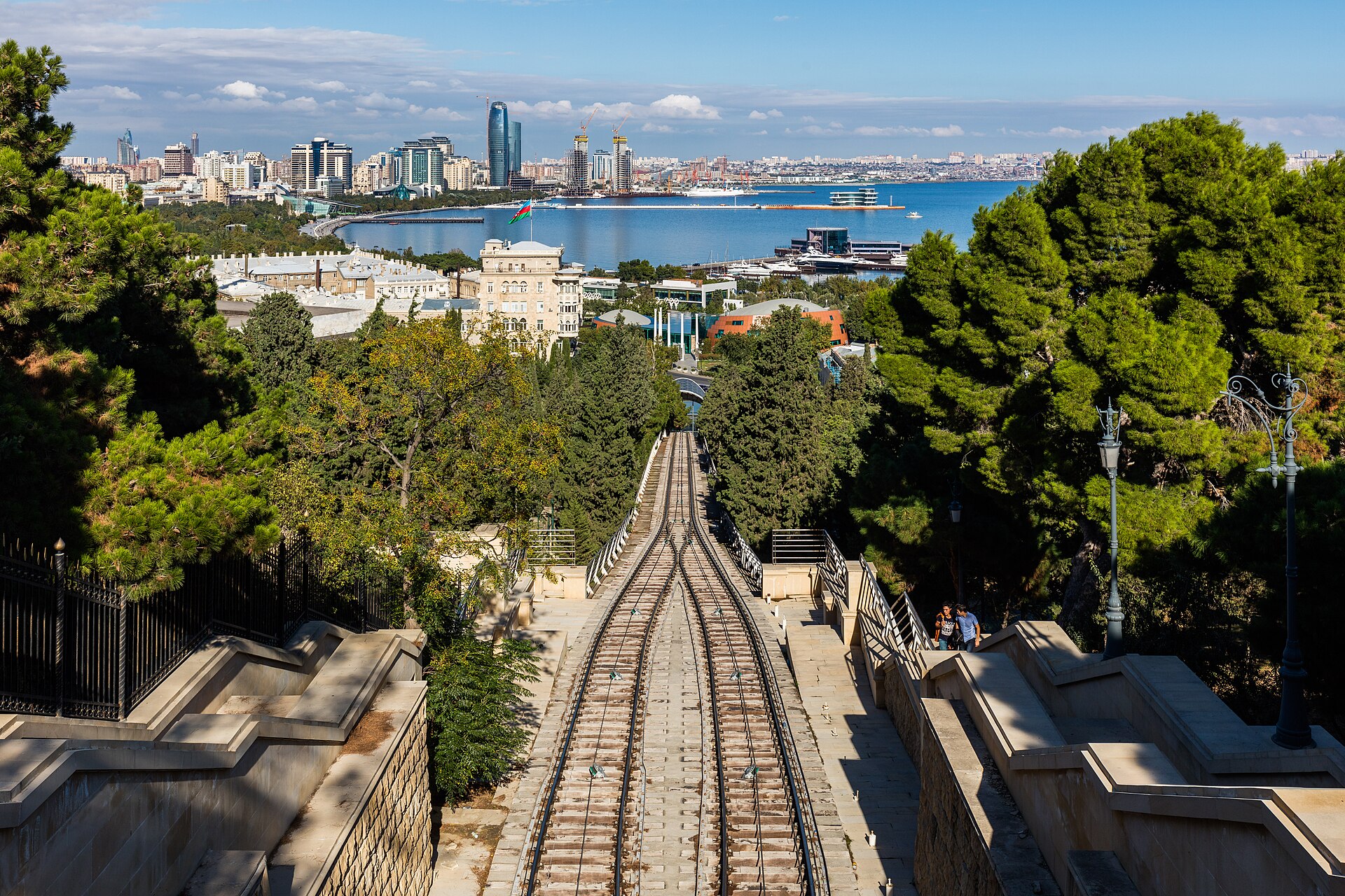Bakuโs waterfront and funicular photographed in 2016