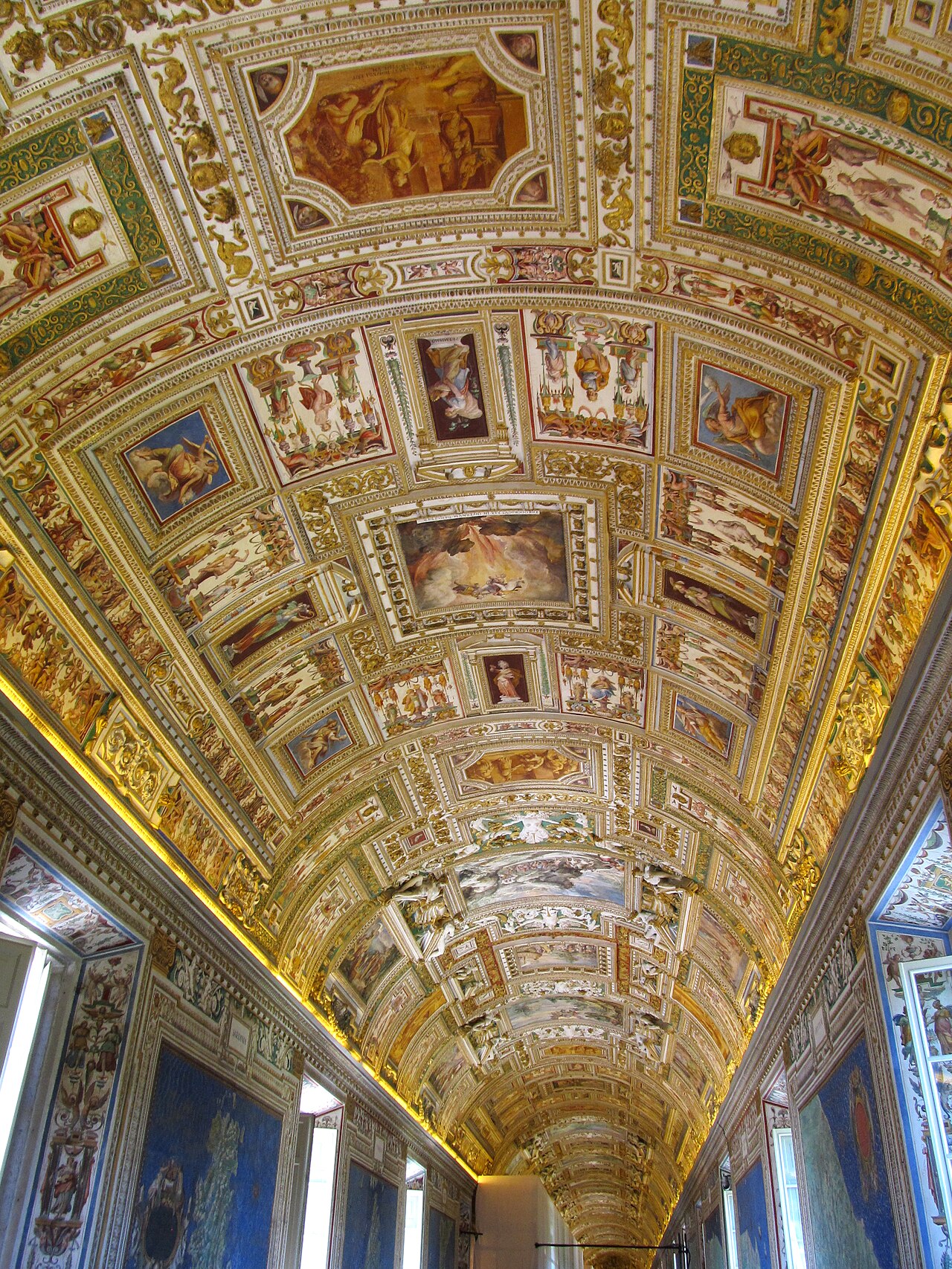 The decorated ceiling of the Gallery of Maps in the Vatican Museums