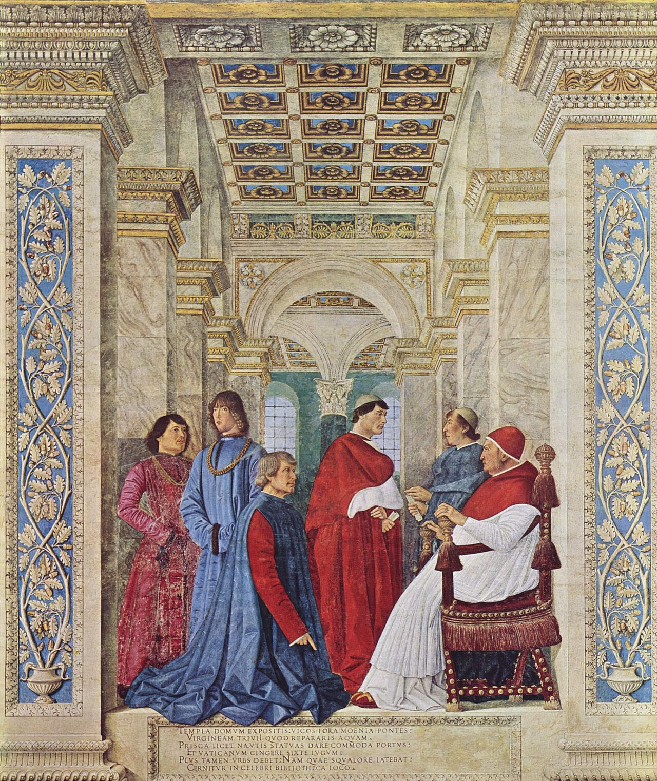 Melozzo da Forlì’s fresco of Sixtus IV appointing Bartolomeo Platina as librarian