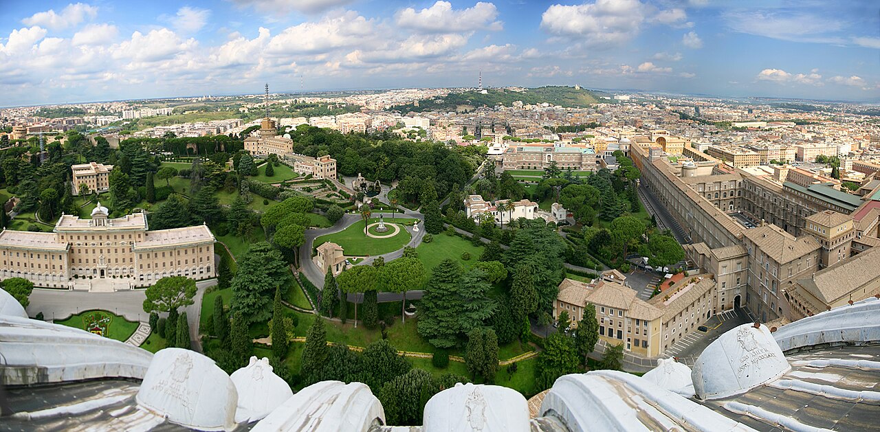 Cultivated Vatican Gardens with the museums beyond