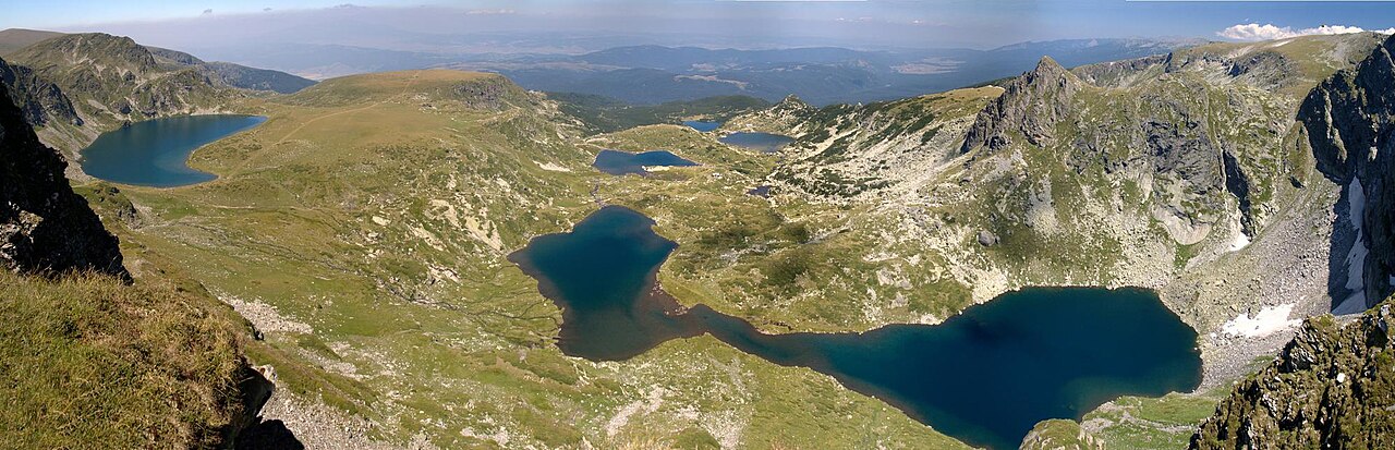 Glacial lakes and mountain slopes in the Seven Rila Lakes basin