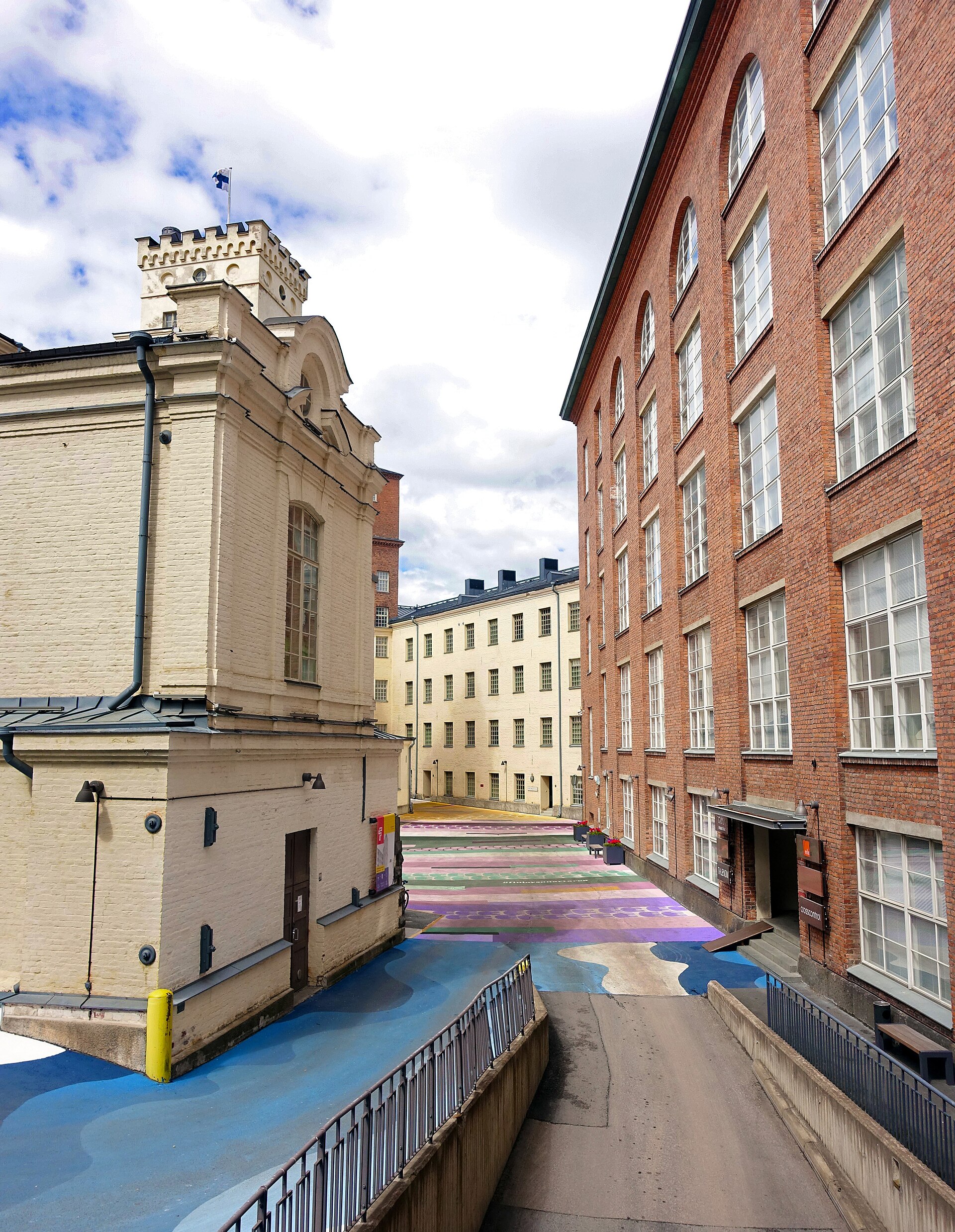 Historic red-brick industrial buildings in Tampere, Finland