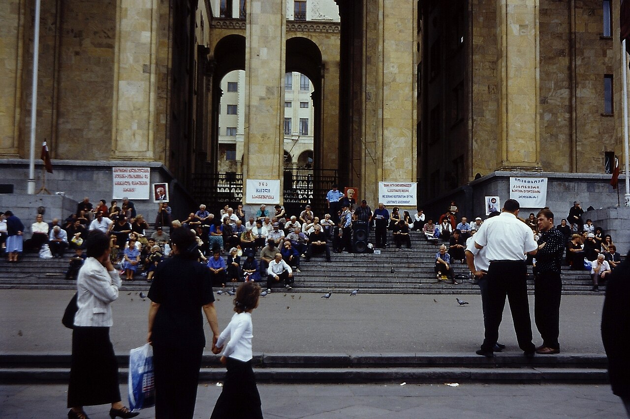 The Parliament building on Rustaveli Avenue in Tbilisi, photographed in 2002
