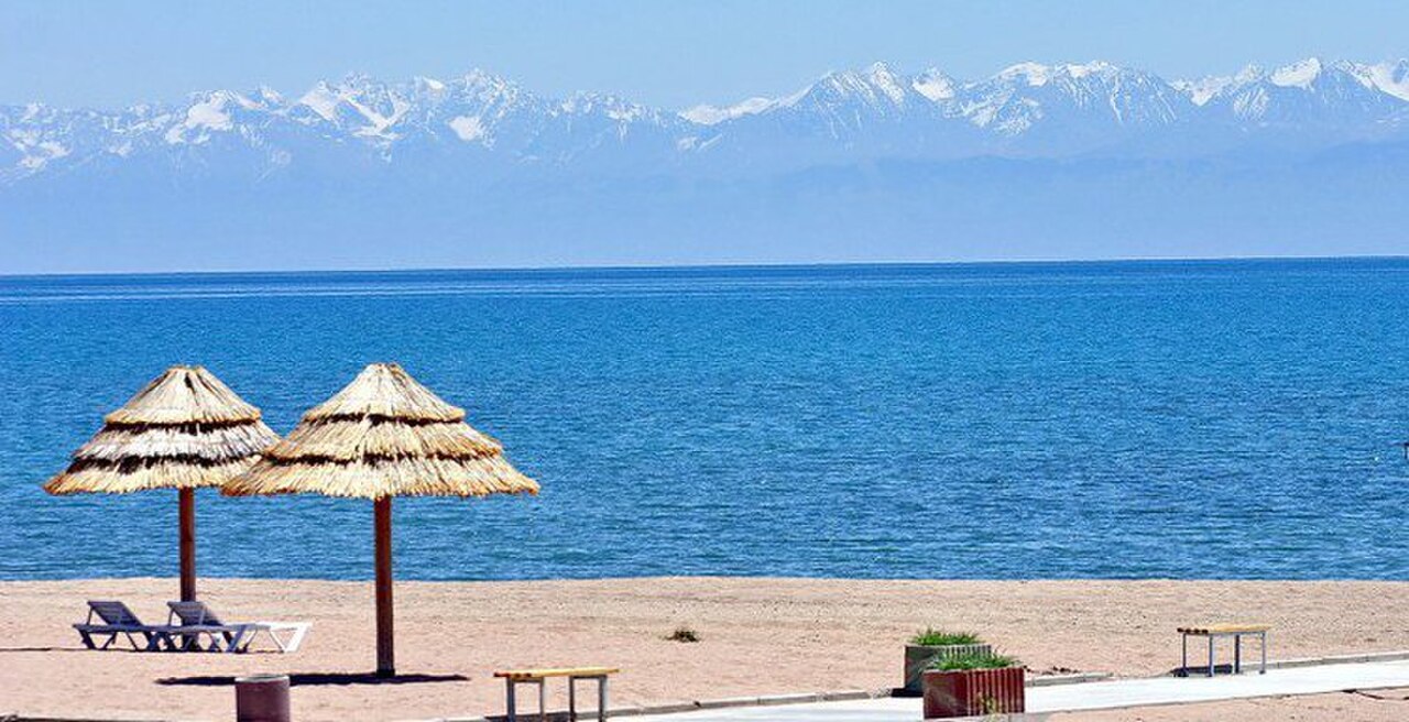 The shore of Issyk-Kul beneath the Tian Shan