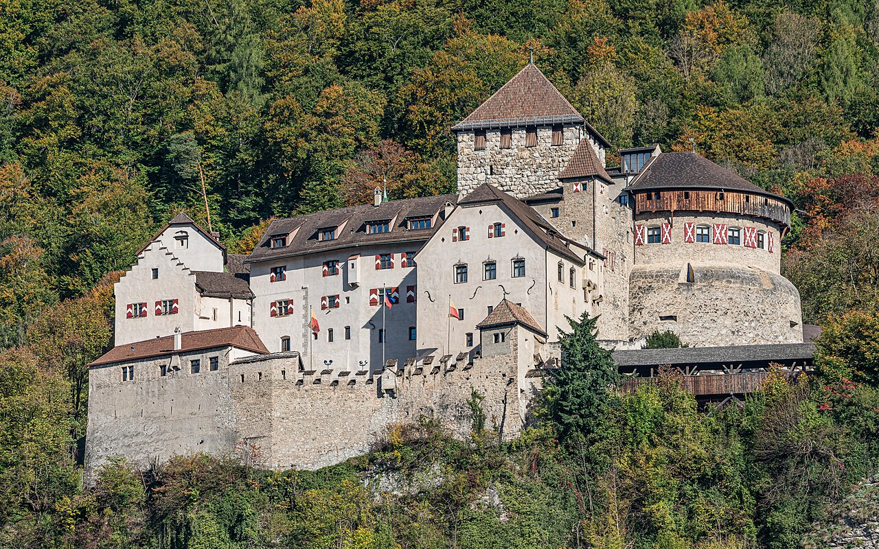 Vaduz Castle on the wooded hillside above Liechtensteinโs capital