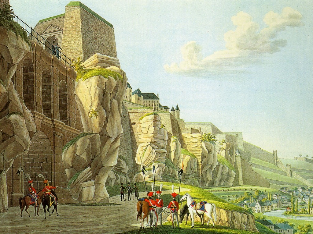 Luxembourg’s fortifications seen from Pfaffenthal after 1814, painted by Christophe-Guillaume Selig