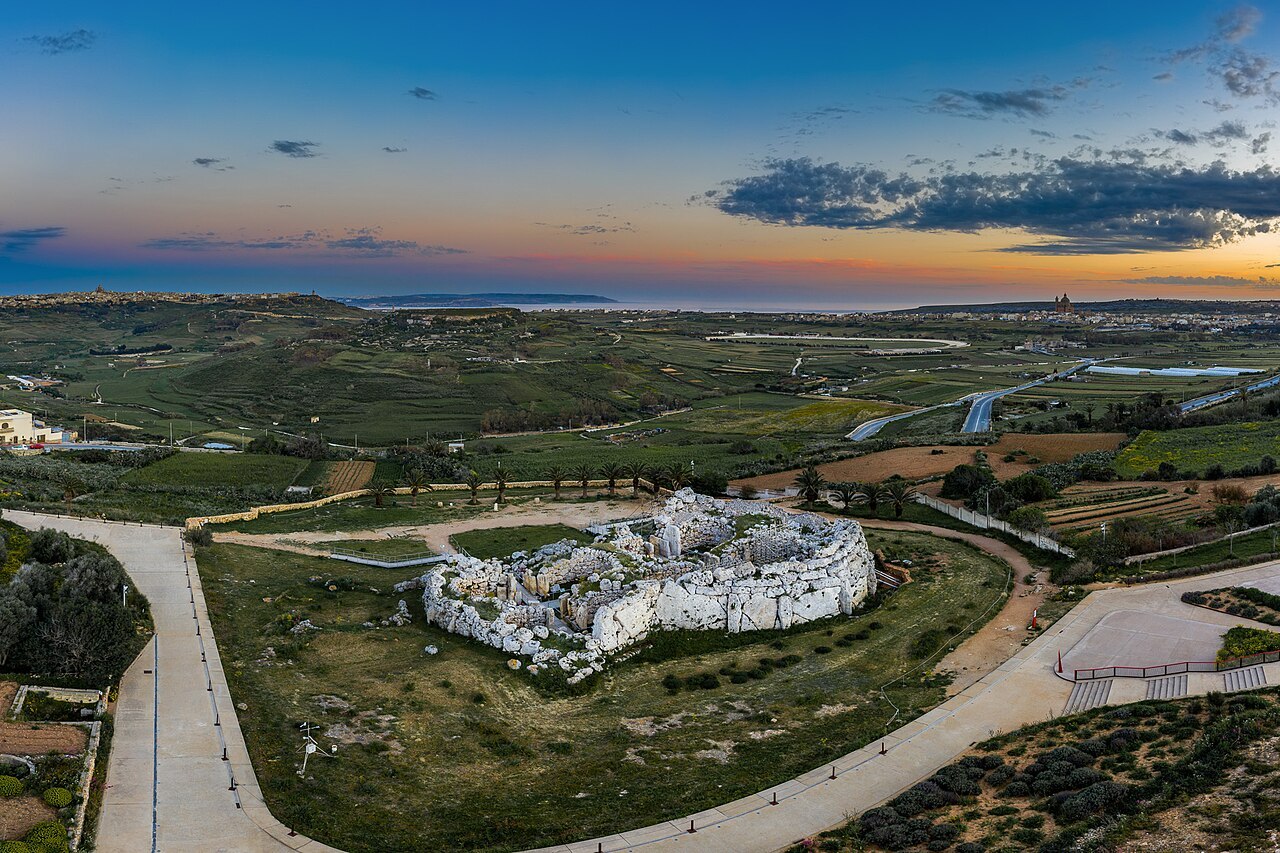 The Ġgantija temple complex and surrounding landscape on Gozo