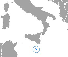Map locating Malta in the central Mediterranean, where Maltese is spoken