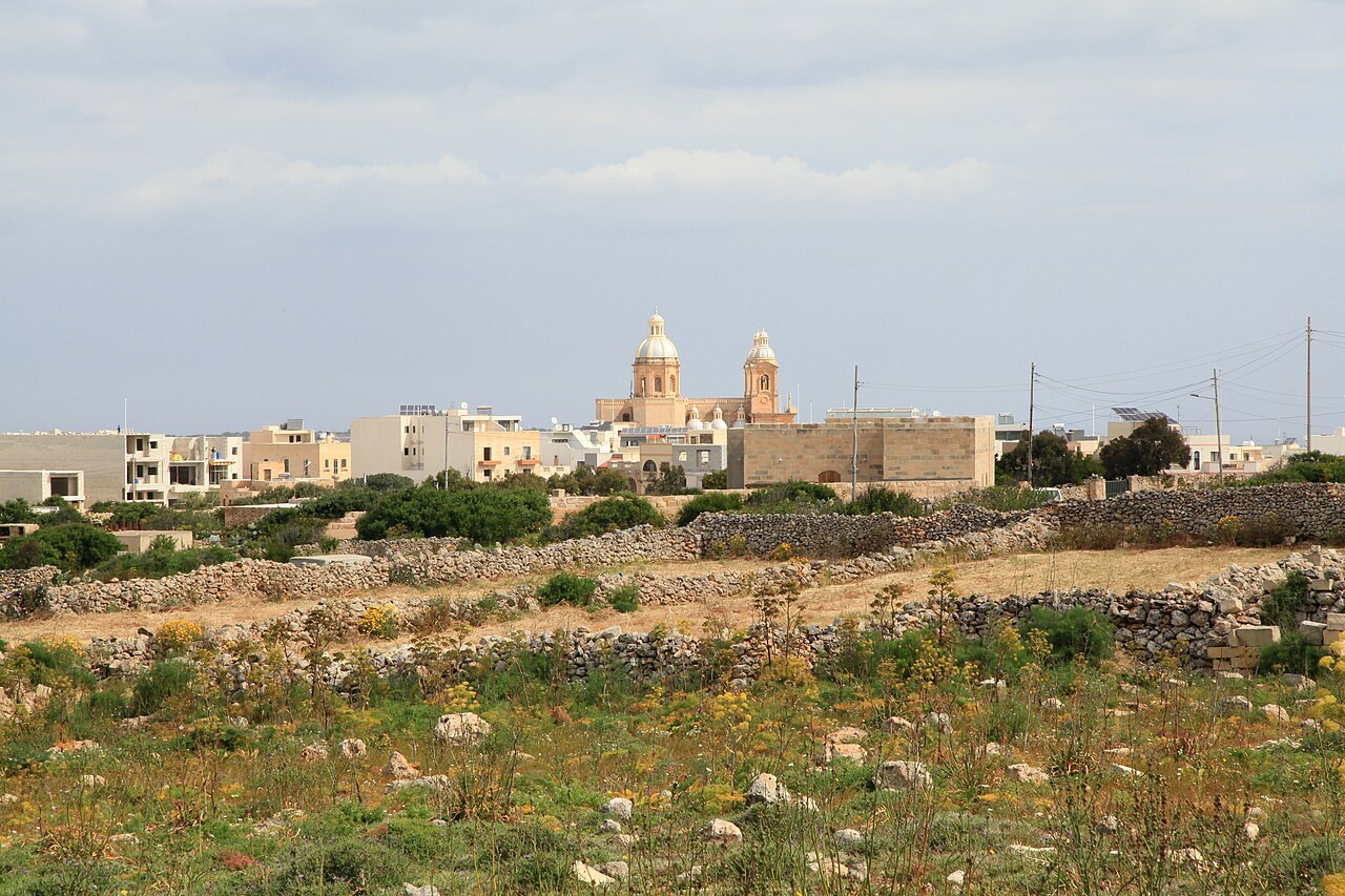 Dingli village and the surrounding limestone landscape