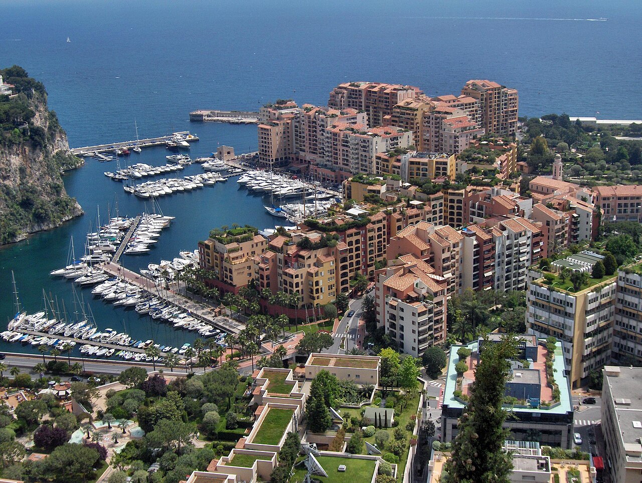 Fontvieille Harbour and surrounding buildings on reclaimed land