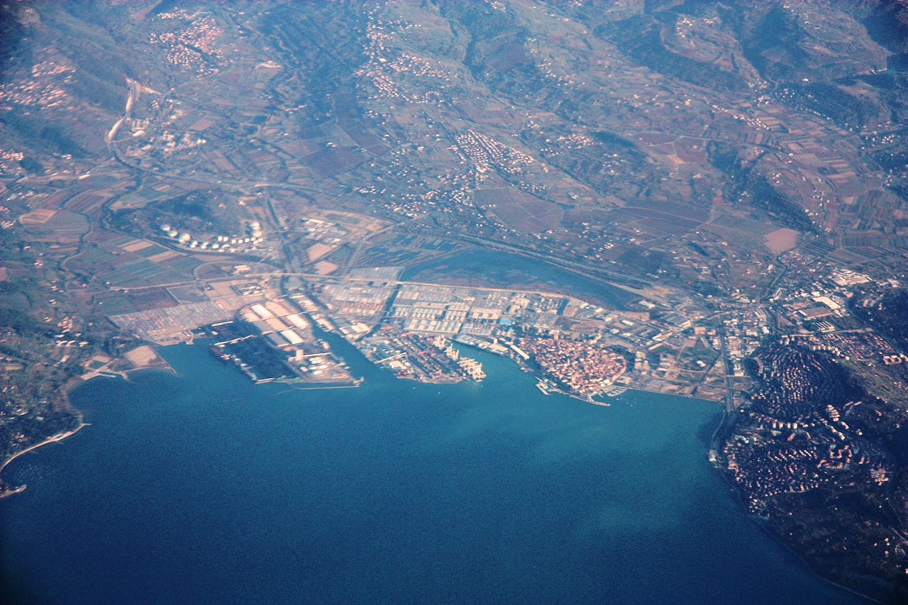 An aerial view of the Port of Koper on the Adriatic coast