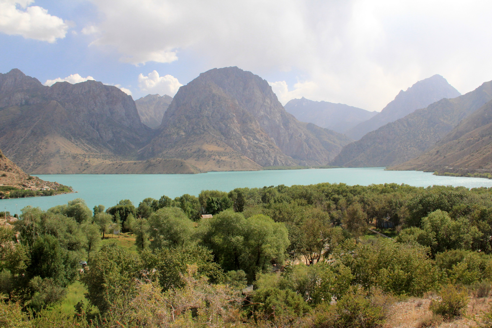 Iskanderkul lake below the Fann Mountains in Tajikistan