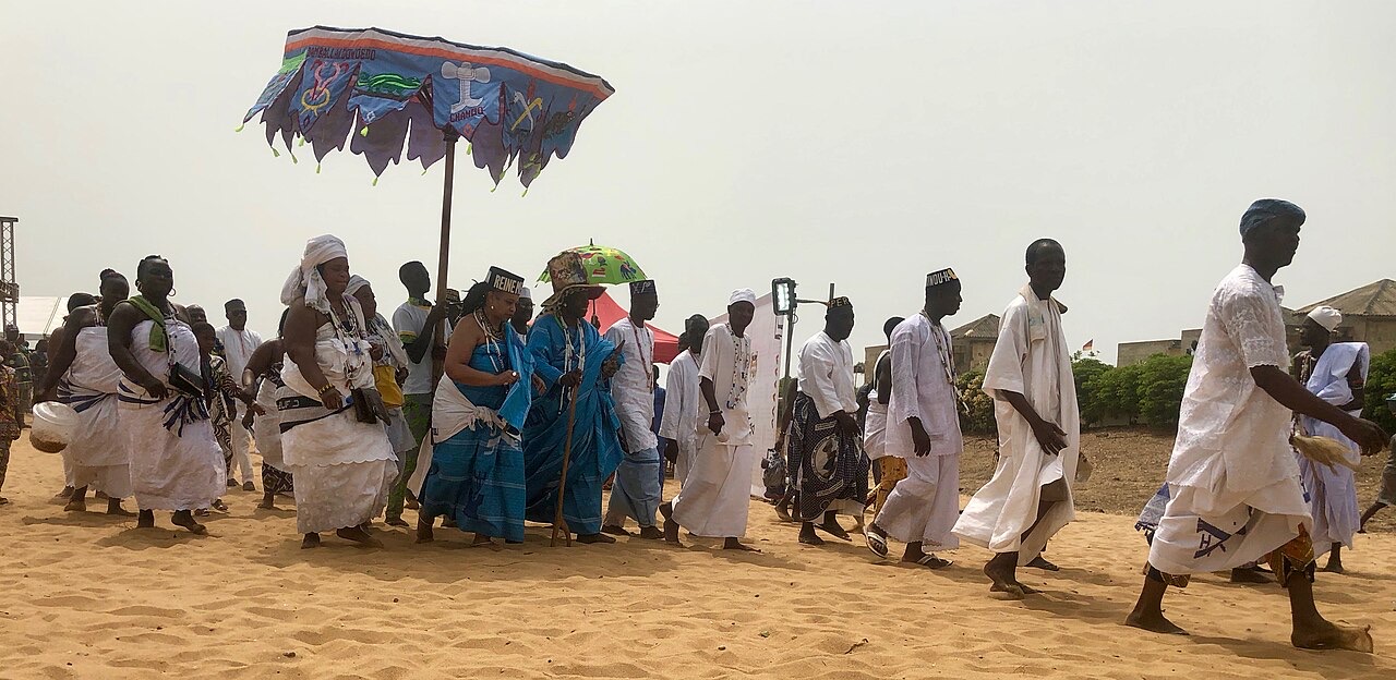 A procession during the Voodoo festival in Ouidah, Benin