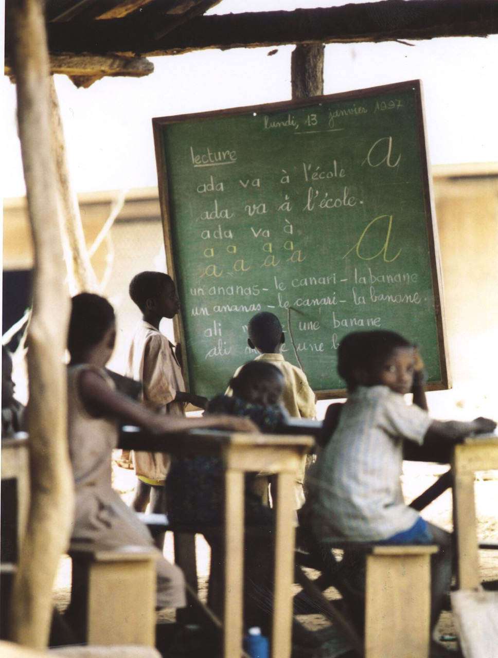 Children attending a French class in Benin