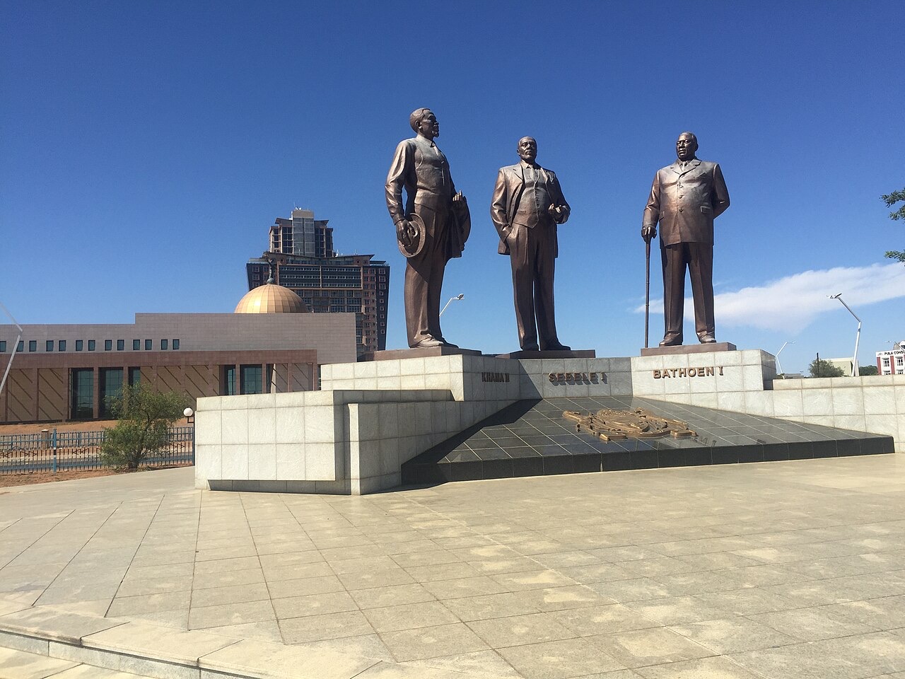 The Three Dikgosi Monument in Gaborone, Botswana