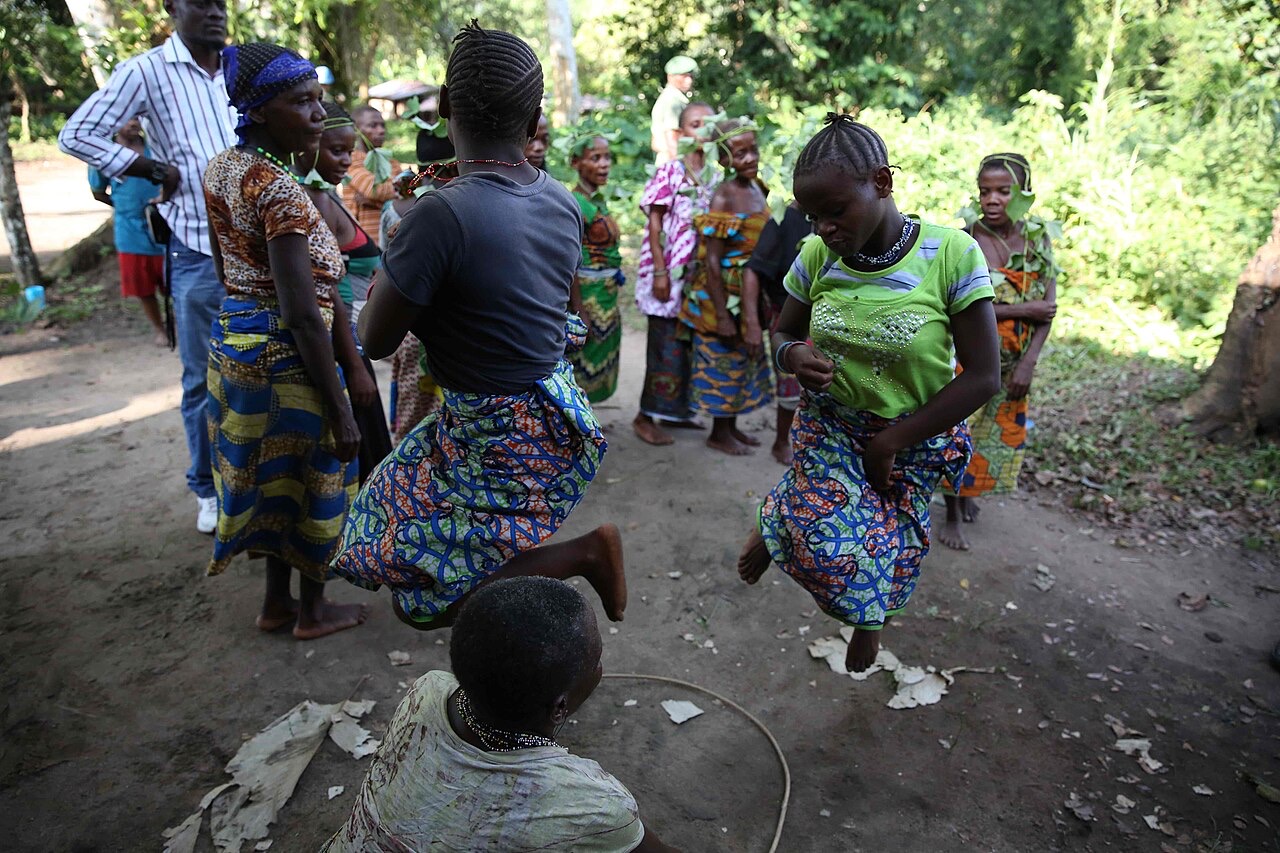 Traditional dancers in the Okapi Wildlife Reserve, Democratic Republic of the Congo