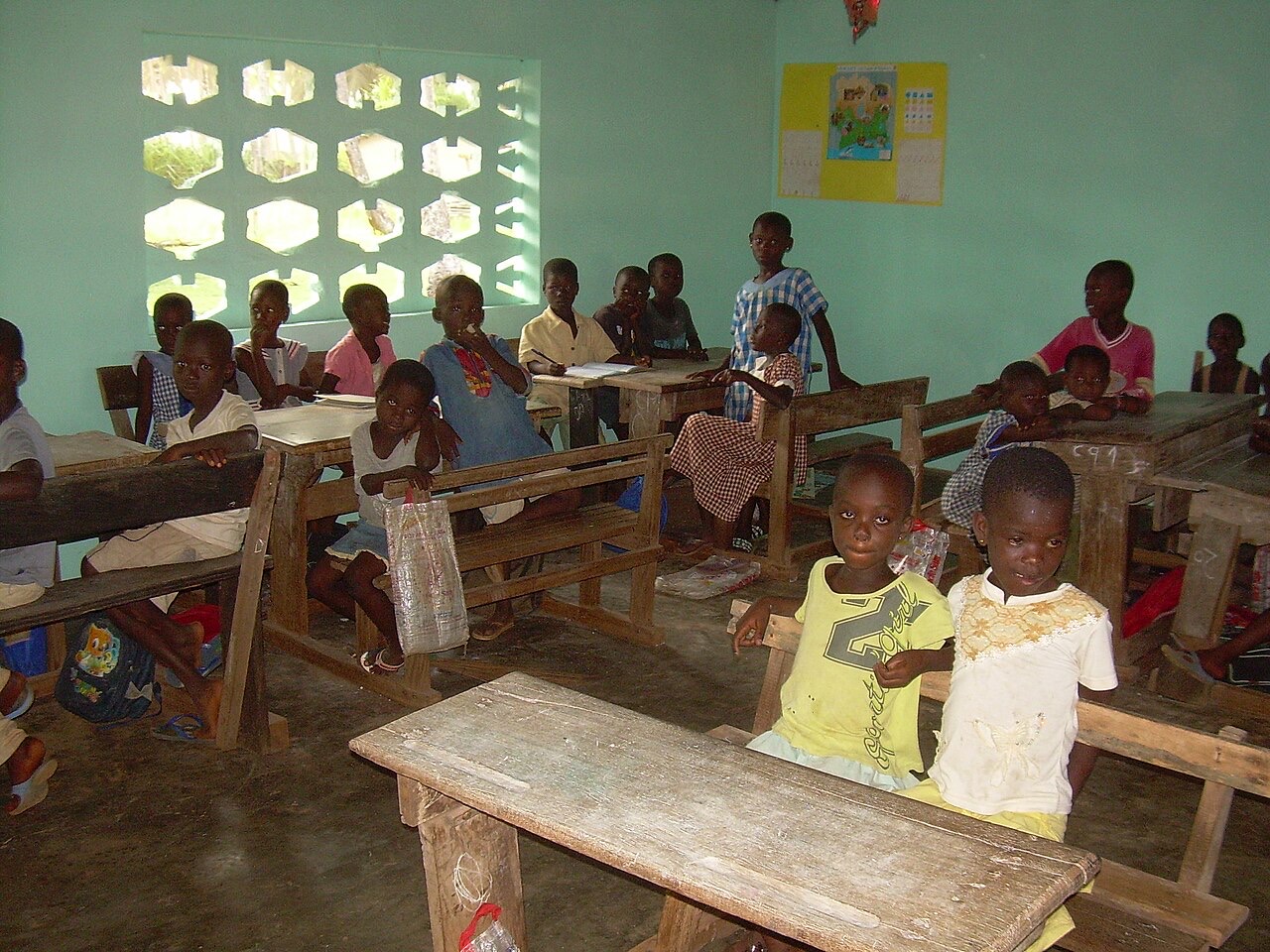 Children at a school in Ivory Coast