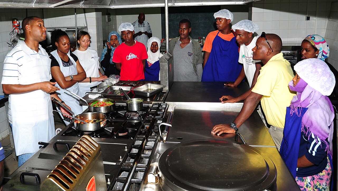 A cooking lesson at Arta Culinary School, Djibouti