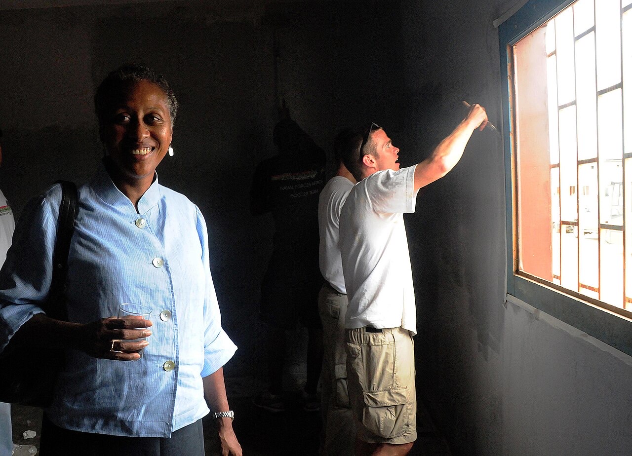 A classroom being refurbished in Libreville, Gabon
