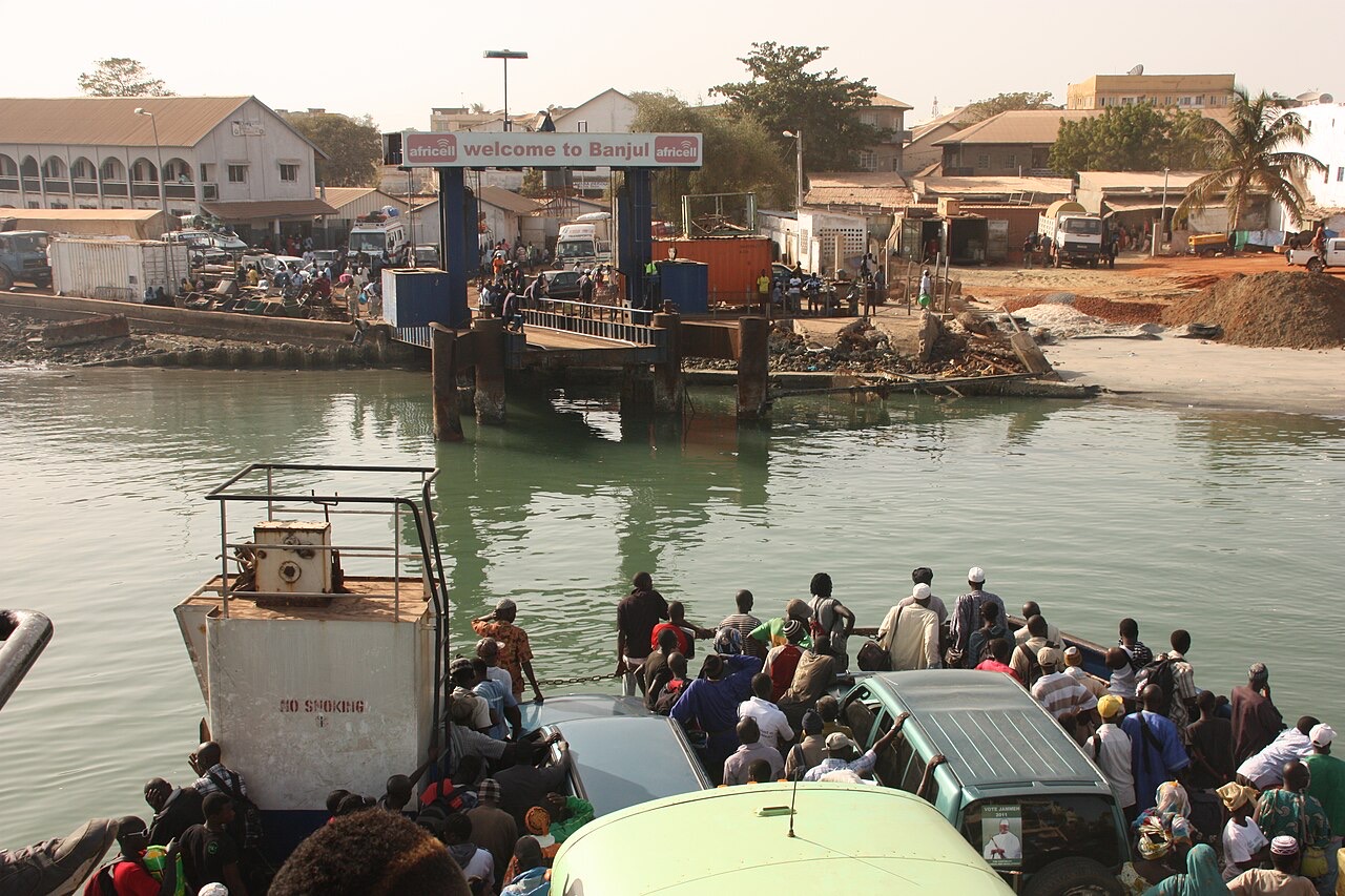 A ferry arriving at Banjul, The Gambia