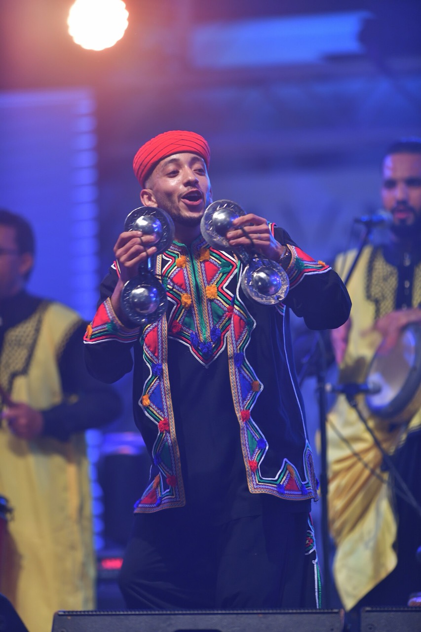 Musicians performing Gnawa music, Morocco