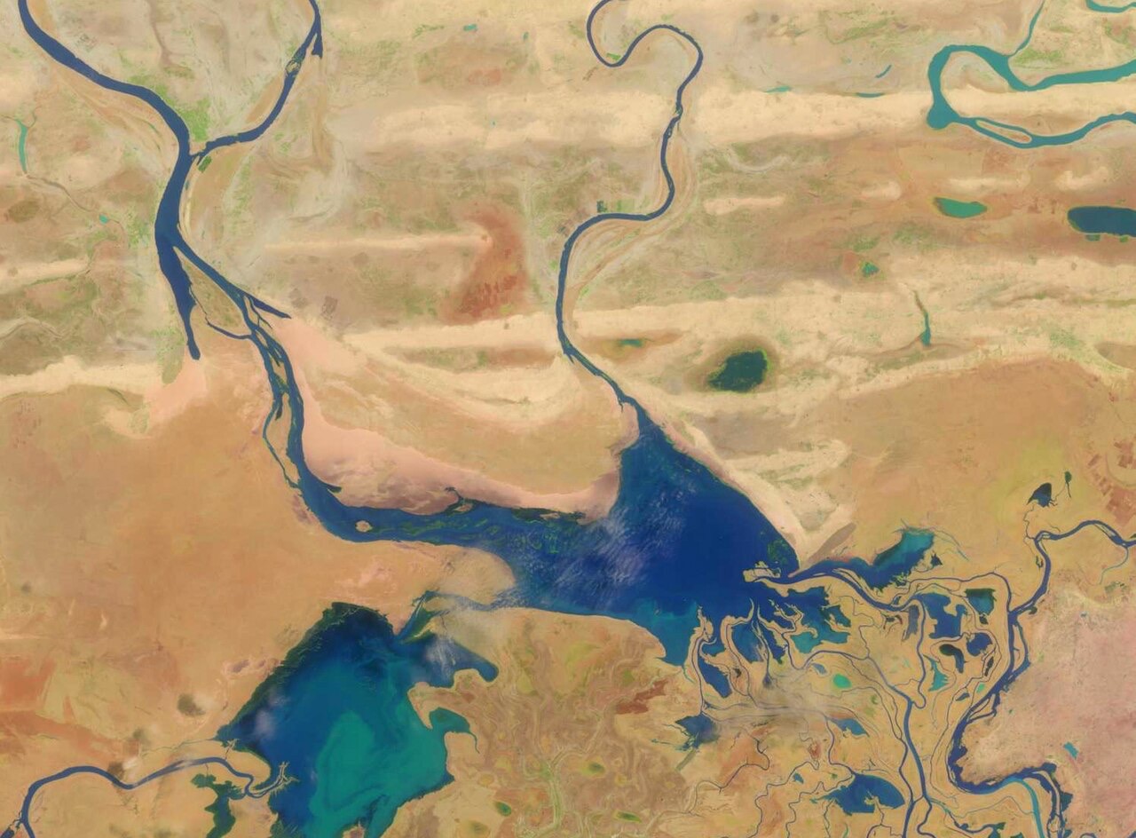 Lake Débo seen from a satellite, Mali