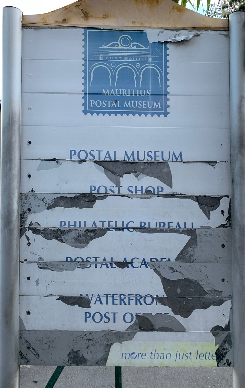 A sign at the Mauritius Postal Museum