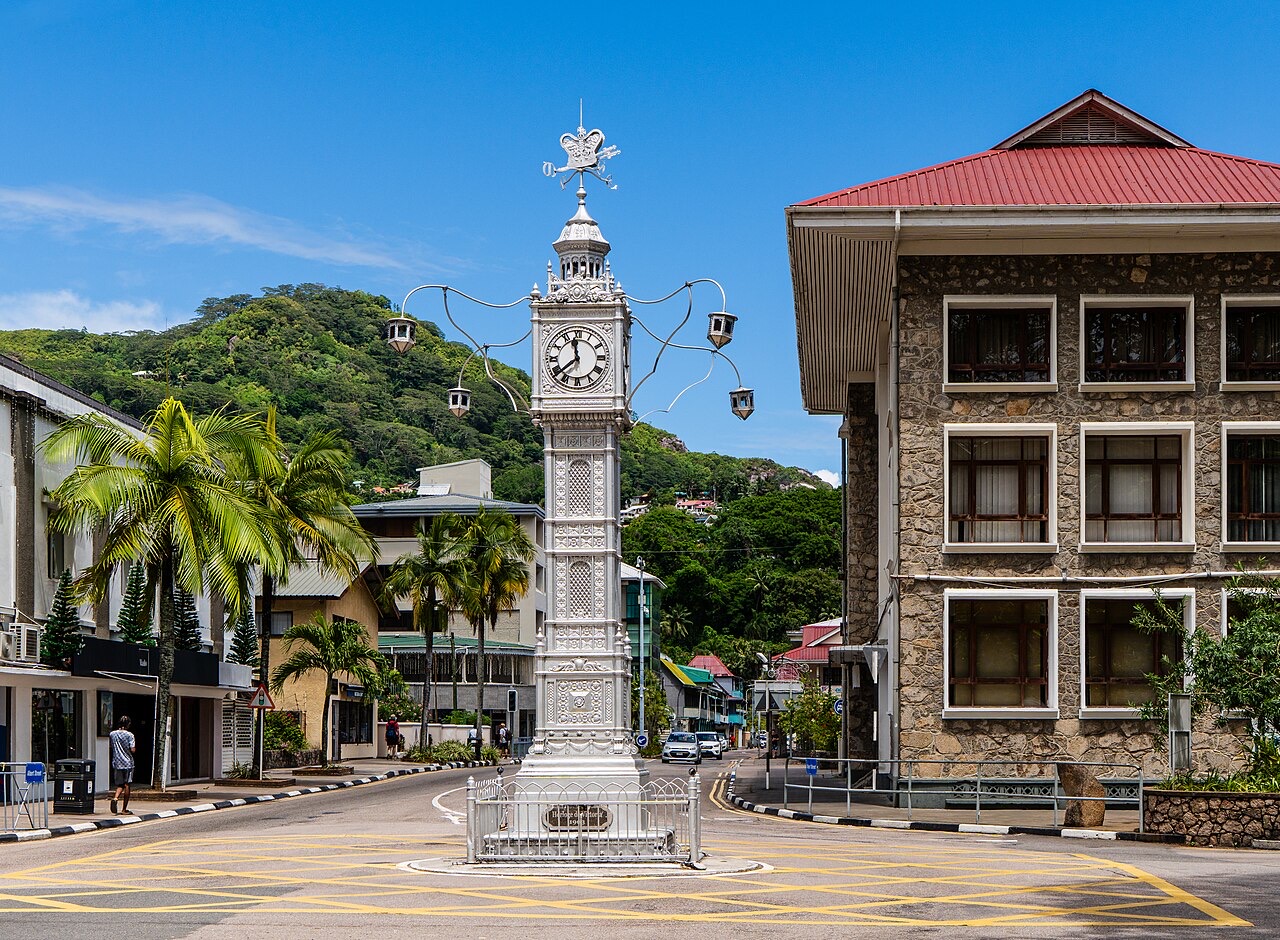 The clock tower in Victoria, Seychelles