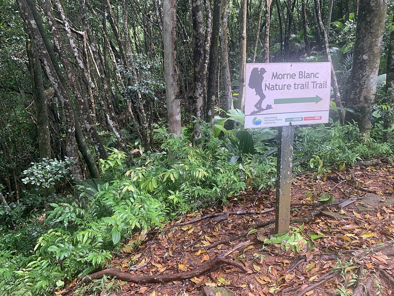 A sign at Morne Seychellois National Park, Seychelles