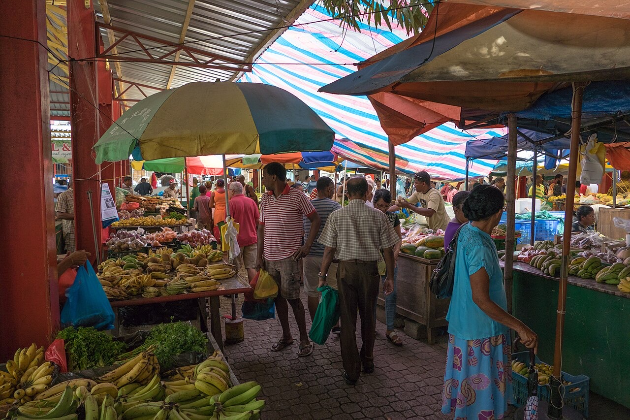 Vendors at Sir Selwyn Clarke Market in Victoria, Seychelles