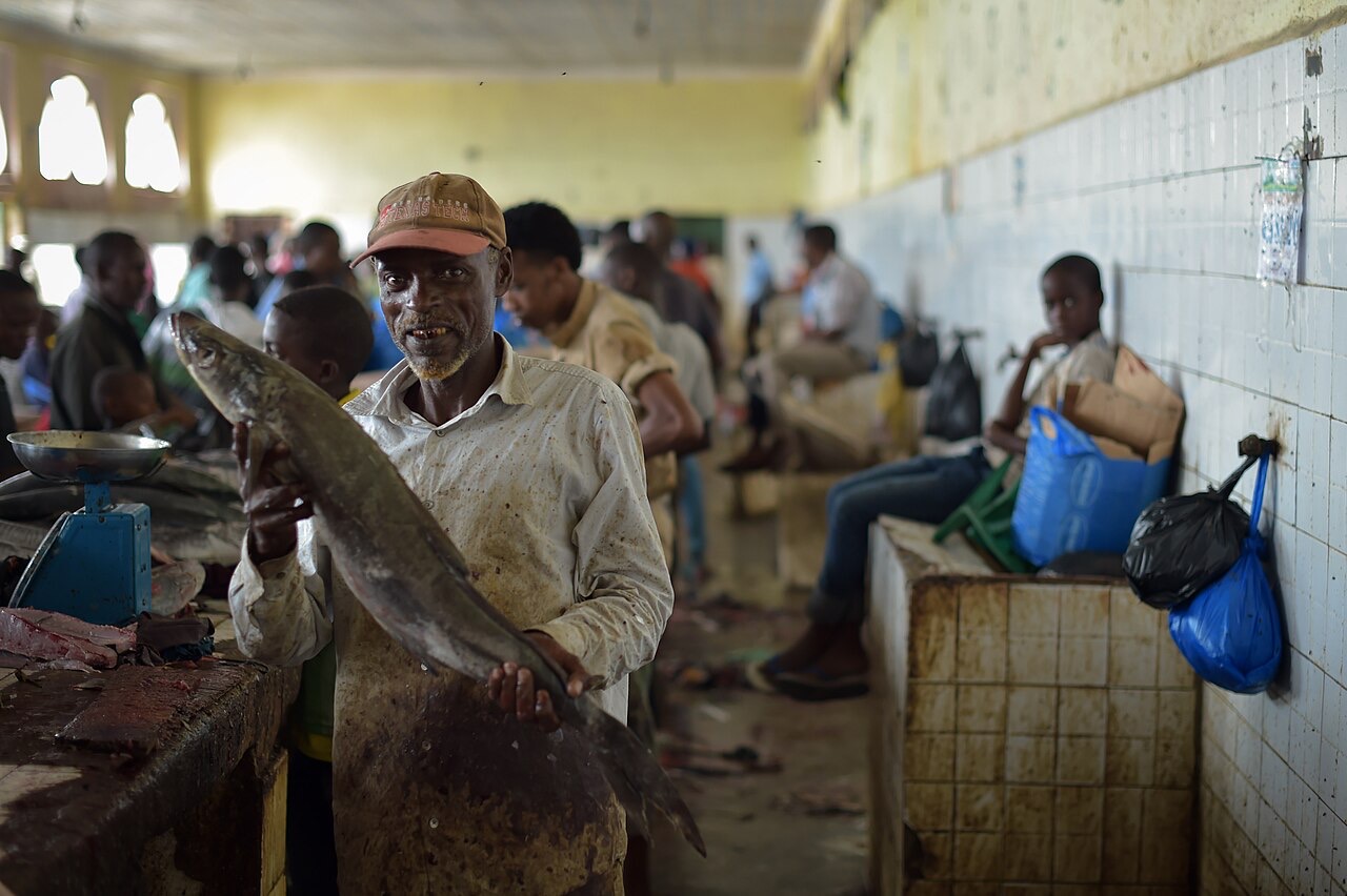 A fishmonger at Mogadishu’s fish market, Somalia
