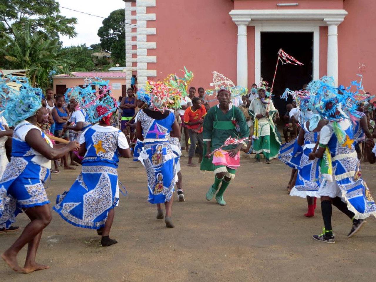 Traditional dancers in Pantufo, São Tomé and Príncipe