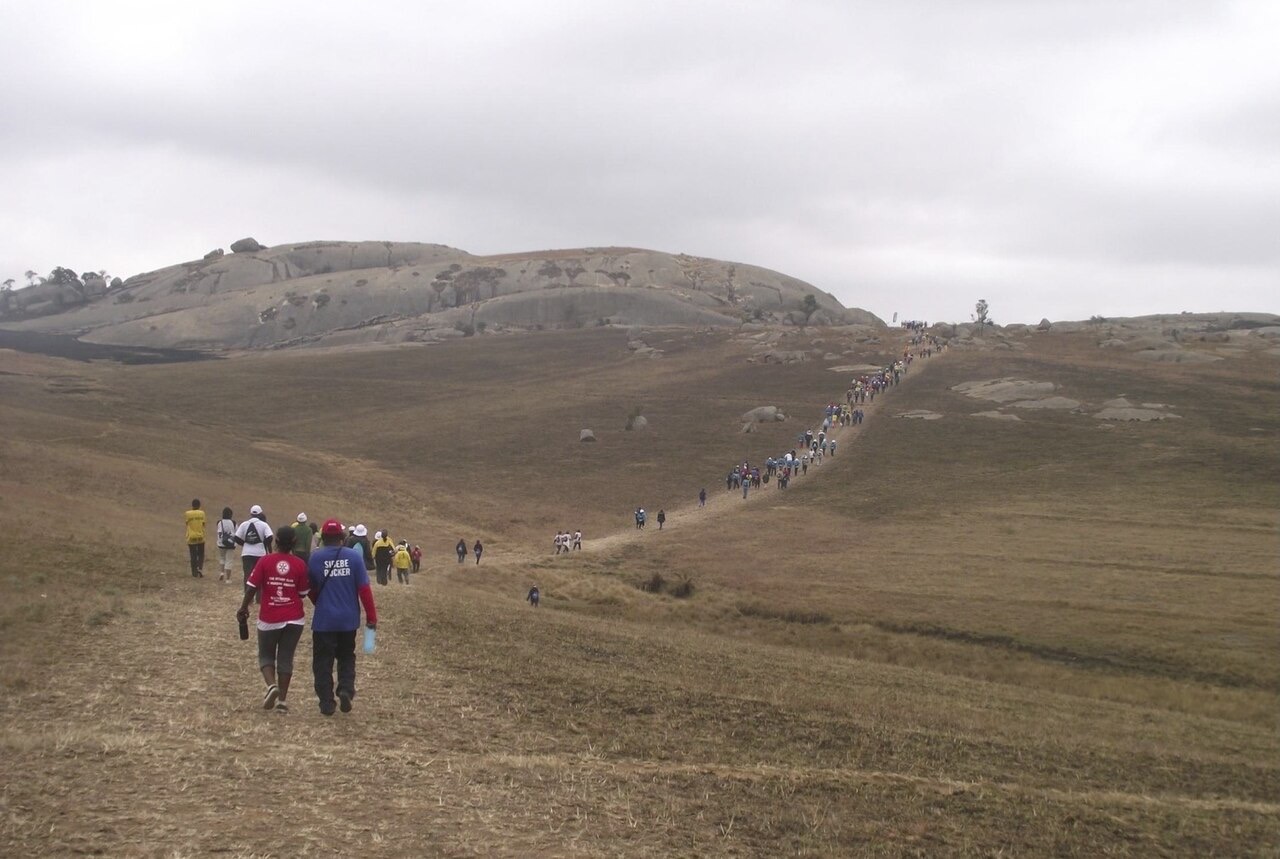 Hikers on Sibebe Rock, Eswatini