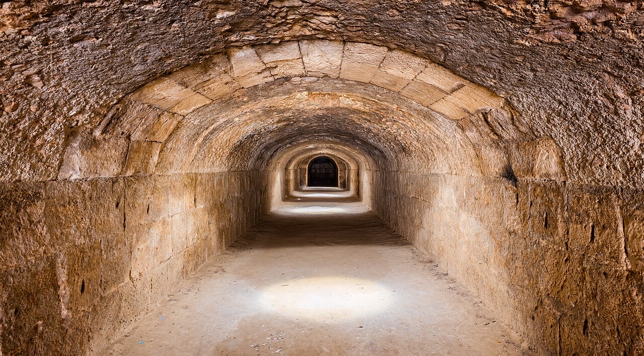 The underground chambers of El Jem amphitheatre, Tunisia