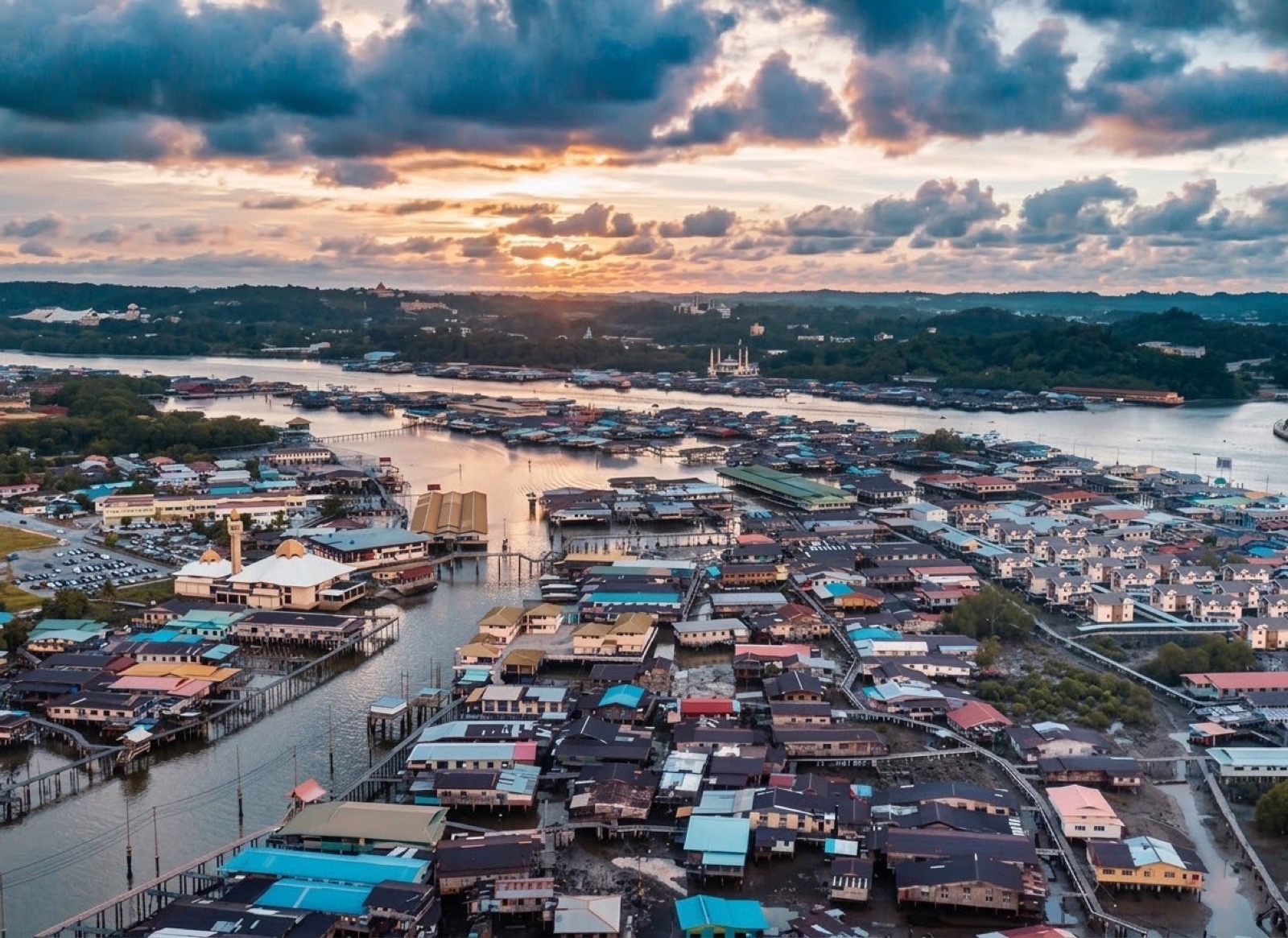 The stilt houses of Kampong Ayer on the Brunei River