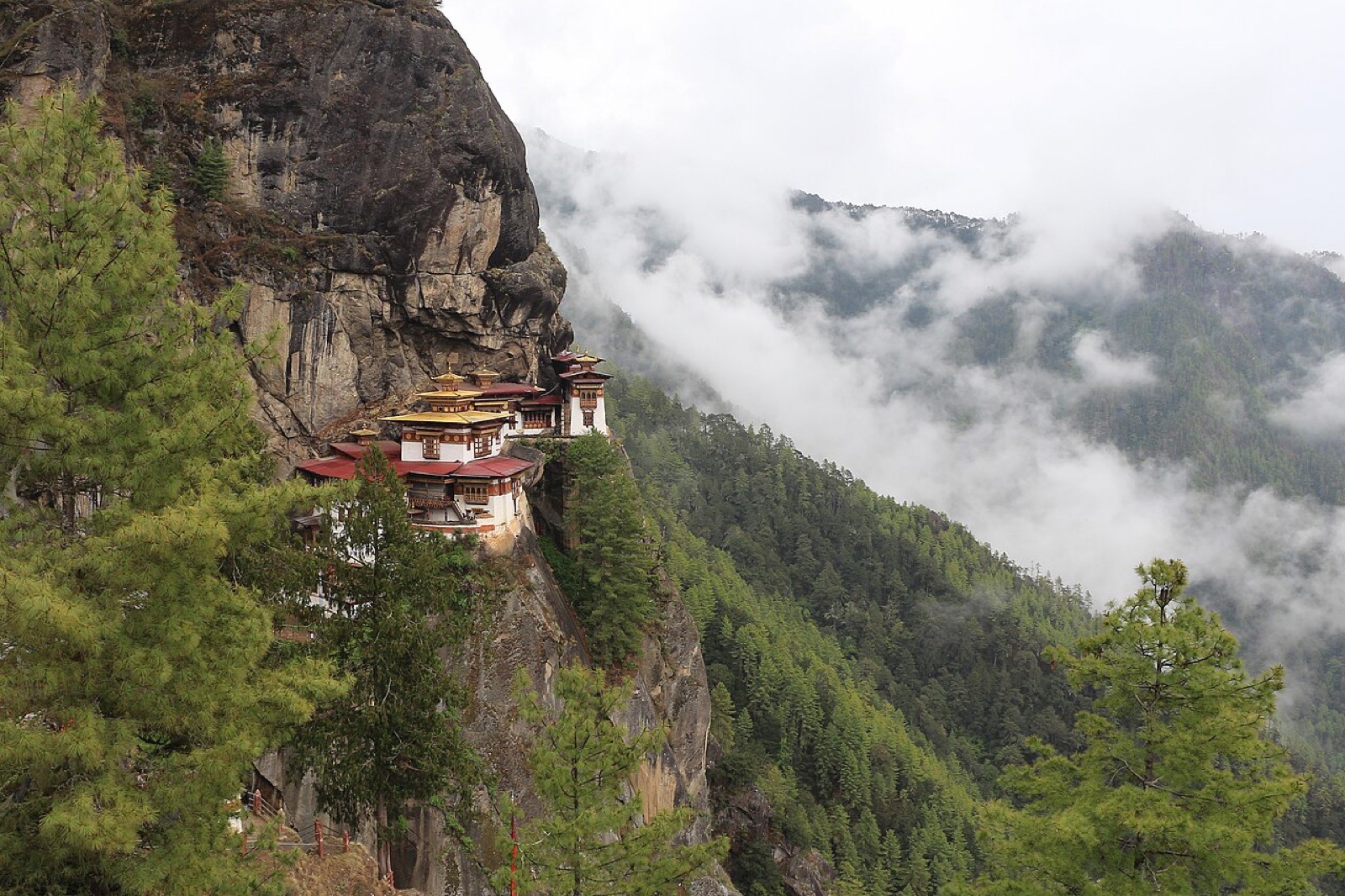 The cliffside Taktsang monastery above Paro in Bhutan