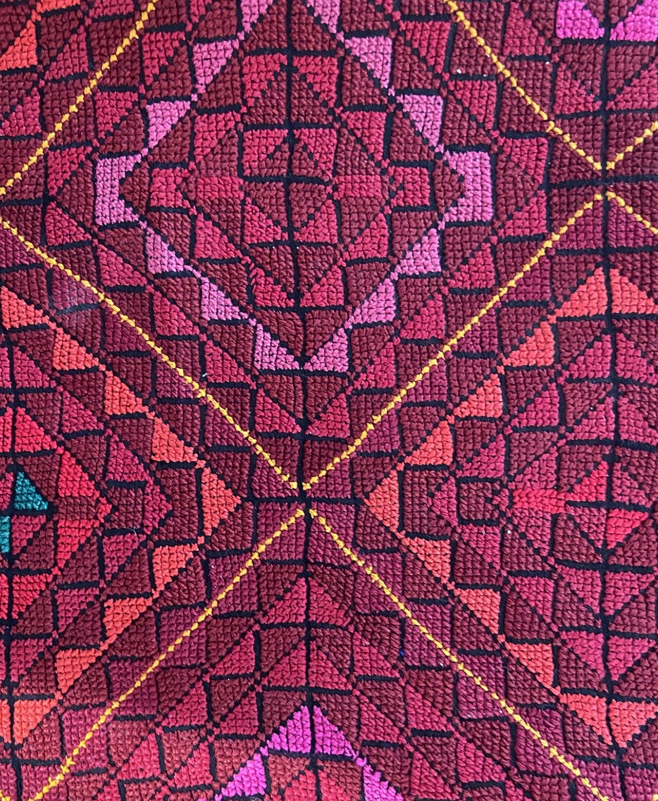 Traditional embroidery on a Palestinian thobe from Beersheba