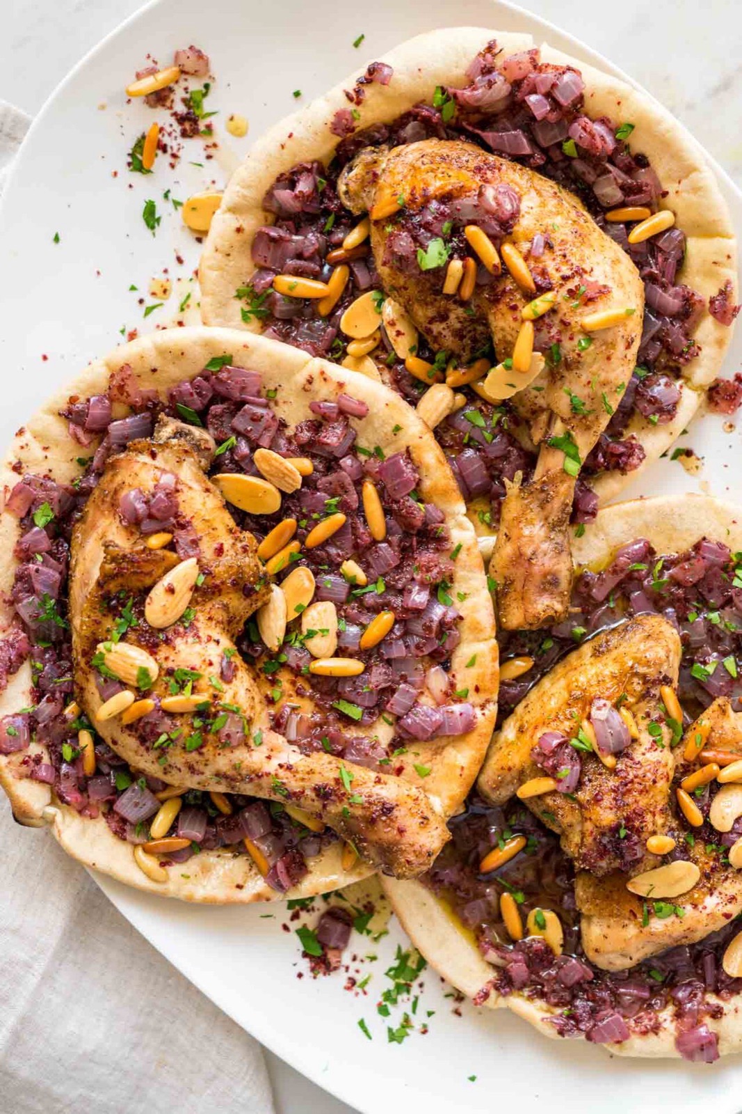 Musakhan, a Palestinian dish of chicken, onions and sumac