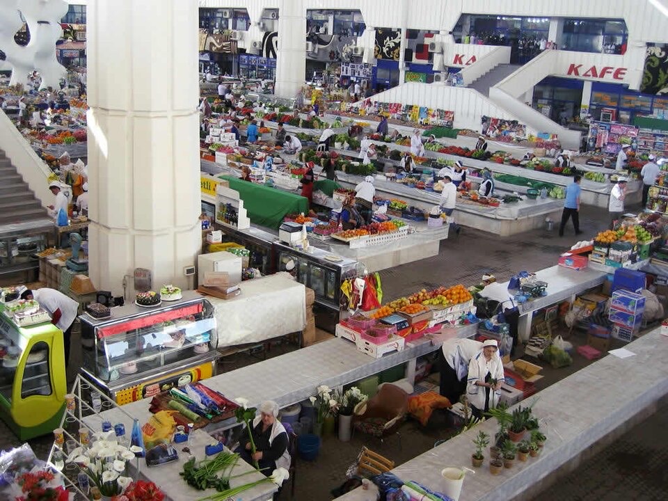 People in the Russian Bazaar in Ashgabat, Turkmenistan