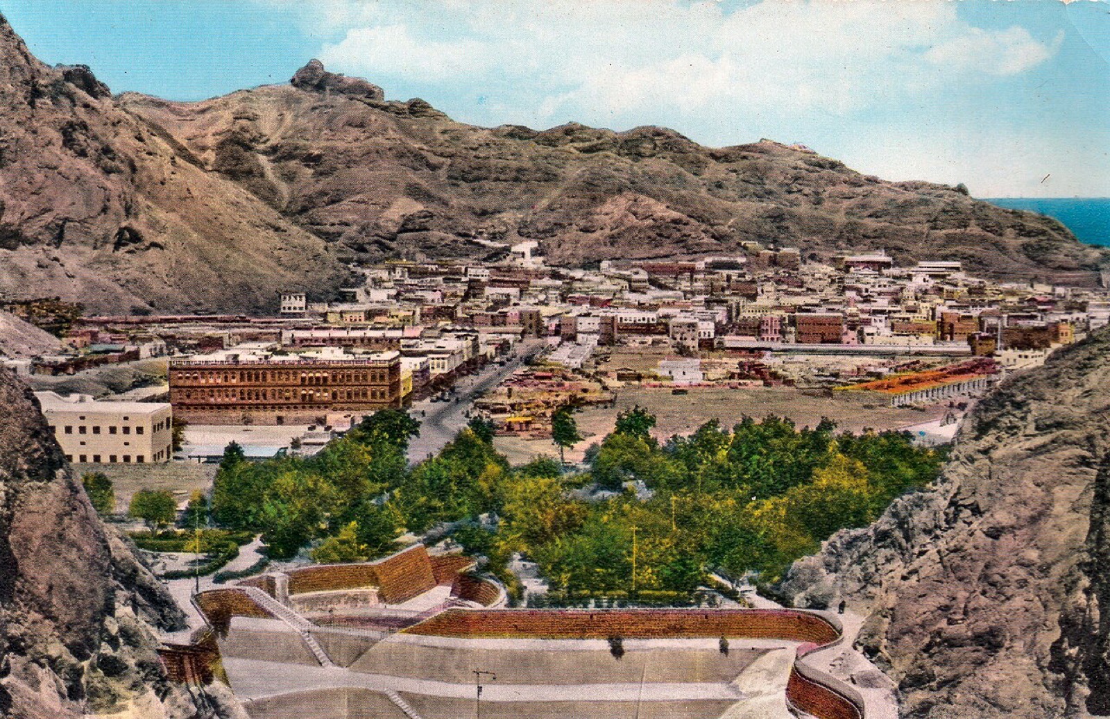 The city of Aden in Yemen seen from the Tawila cisterns