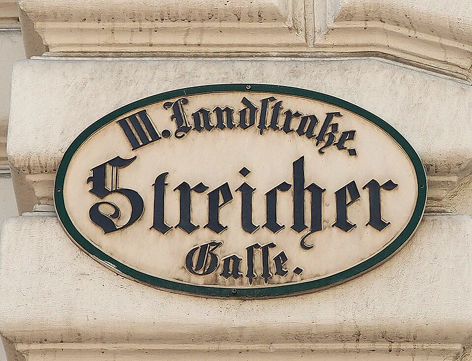 A street sign for Streichergasse in Vienna